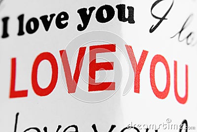 Fragment of â€œI love youâ€ superscription Stock Photo